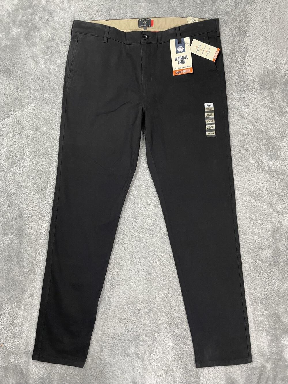 Dockers Ultimate Chino Pants Mens 42x36 Black Athletic Fit Smart 360 Flex NWT